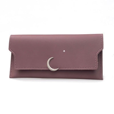 Stylish mauve wallet with crescent moon clasp and star accent, FashionRay accessory