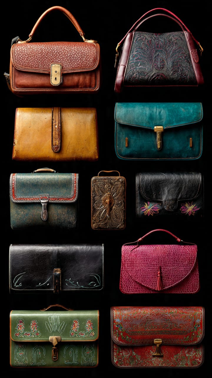 FashionRay rustic brown leather backpack with buckle straps on dark background