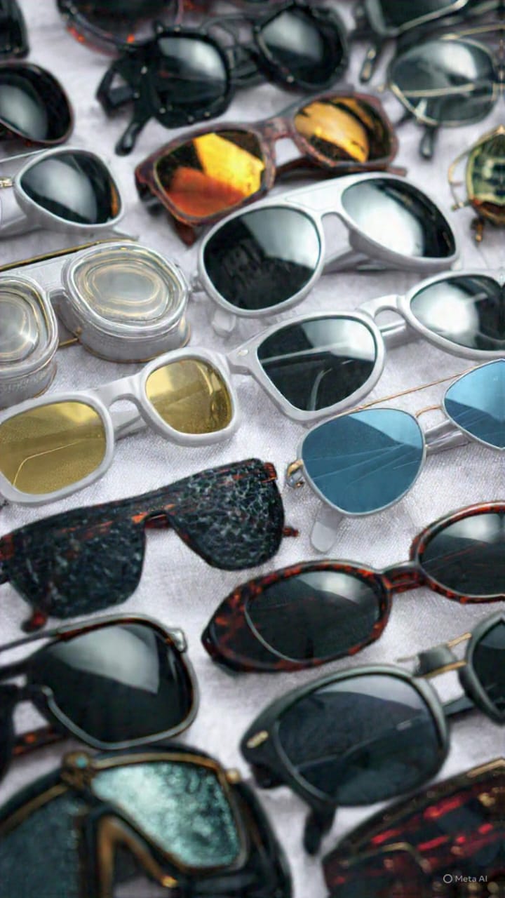 Stylish black aviator sunglasses and leather pouch on wooden surface, FashionRay accessories