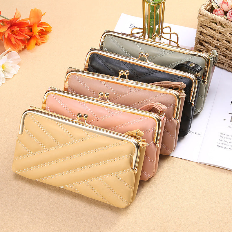 FashionRay quilted wallets in assorted pastel colors on a beige surface, stylish and trendy