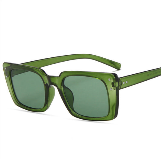 Trendy green square sunglasses with bold frames, FashionRay stylish eyewear