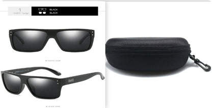 Black square sunglasses with hard shell case, FashionRay trendy affordable eyewear