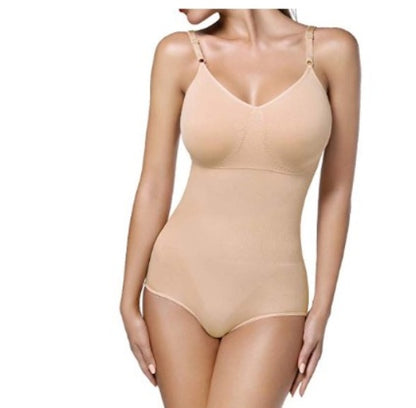 Seamless nude shapewear bodysuit with adjustable straps, FashionRay trendy comfort wear