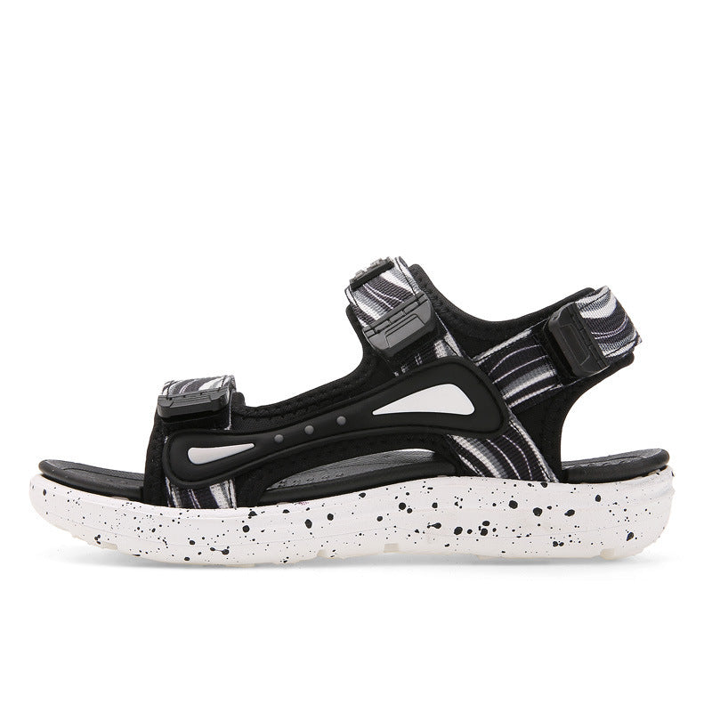FashionRay black and white sporty sandal with adjustable straps and speckled sole