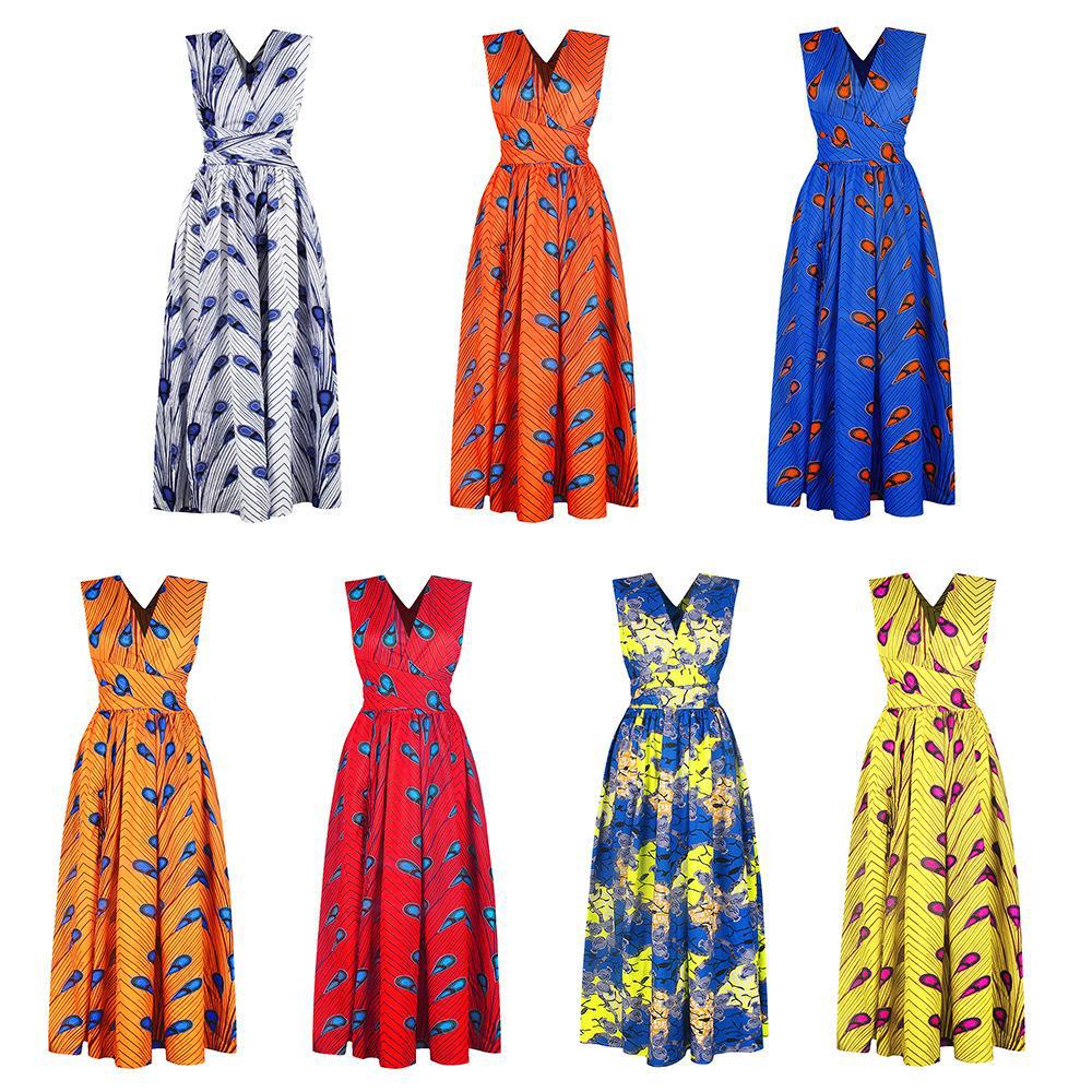FashionRay sleeveless maxi dresses in vibrant prints and bold colors, displayed on white background