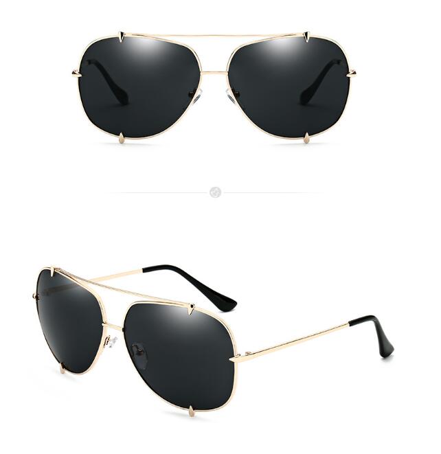 FashionRay gold frame aviator sunglasses with black lenses, stylish unisex design