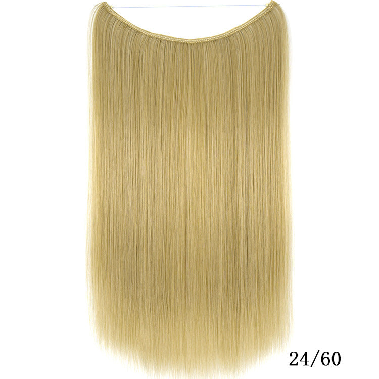 Straight blonde hair extension halo in shade 24/60 on white background