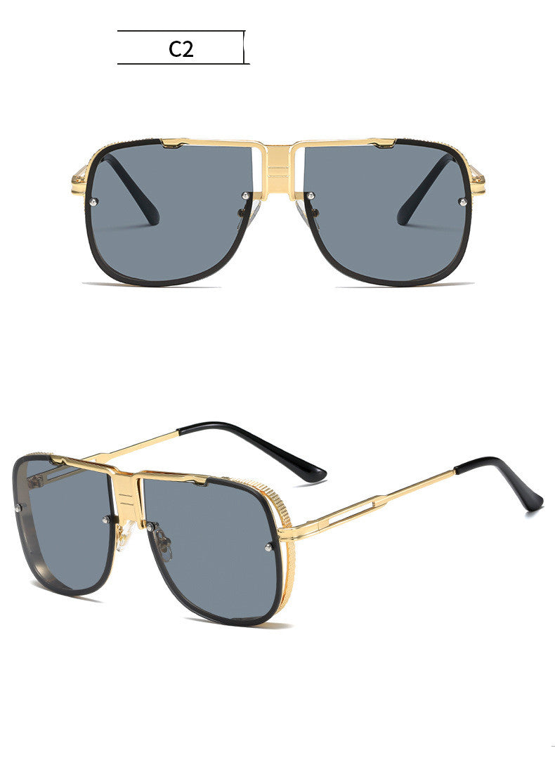 FashionRay gold frame square sunglasses with dark lenses, modern and trendy eyewear style