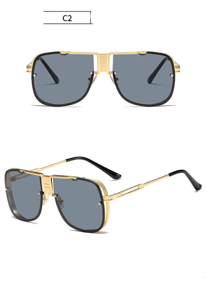 FashionRay gold frame square sunglasses with dark lenses, modern and trendy eyewear style