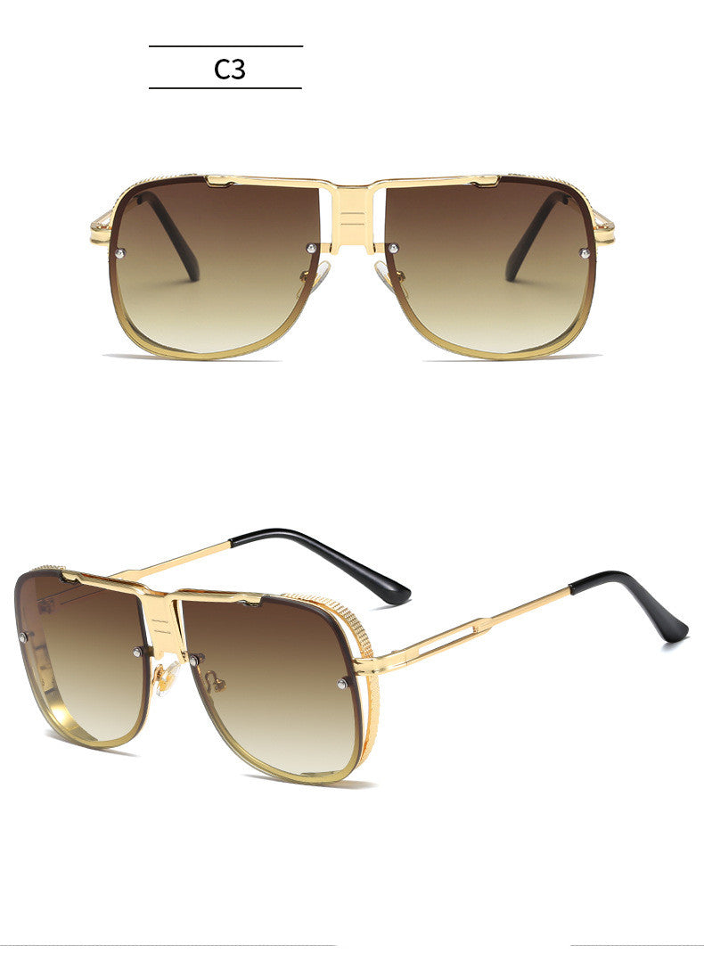 FashionRay gold aviator sunglasses with brown gradient lenses, bold and trendy eyewear