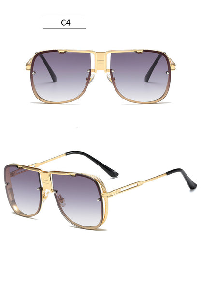 FashionRay gold frame aviator sunglasses with gradient lenses, trendy eyewear