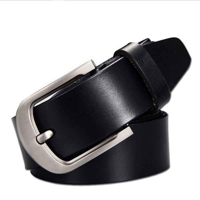 FashionRay black leather belt with silver buckle, stylish and comfortable accessory