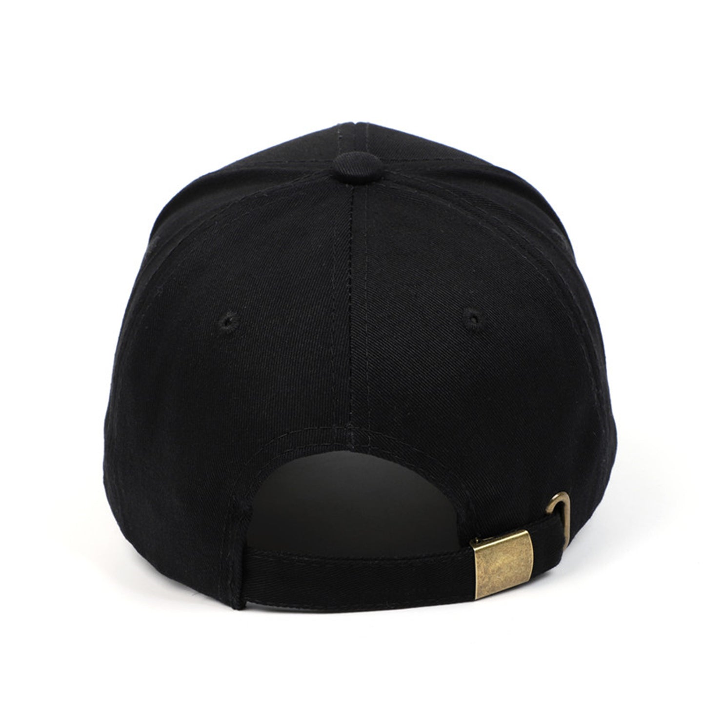 Black adjustable baseball cap with gold buckle, FashionRay trendy casual accessory