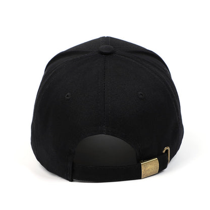 Black adjustable baseball cap with gold buckle, FashionRay trendy casual accessory
