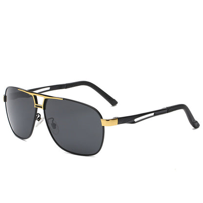 FashionRay black aviator sunglasses with gold accents and dark lenses, stylish eyewear