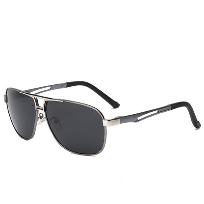 FashionRay black aviator sunglasses with silver frame on white background