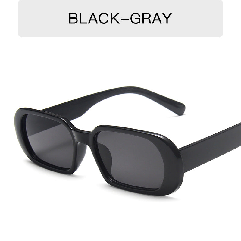 FashionRay black-gray rectangular sunglasses with thick frames on white background