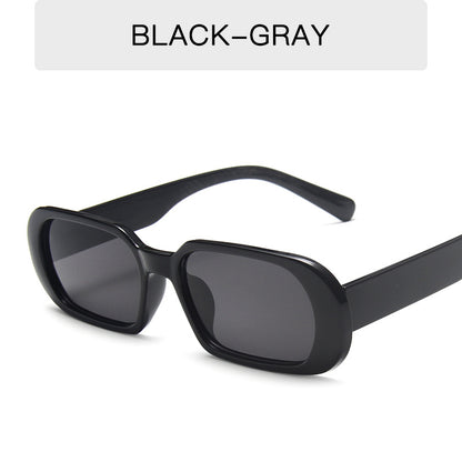 FashionRay black-gray rectangular sunglasses with thick frames on white background