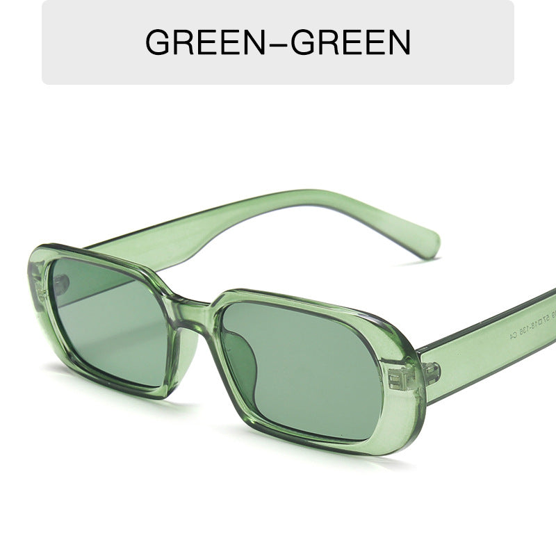 FashionRay trendy green rectangular sunglasses with translucent green frame and lenses