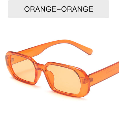 Trendy orange rectangular sunglasses with transparent frame from FashionRay