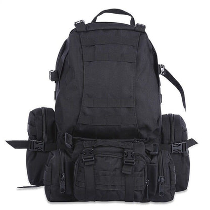 Black tactical backpack with multiple zippered compartments and sturdy straps, FashionRay accessory
