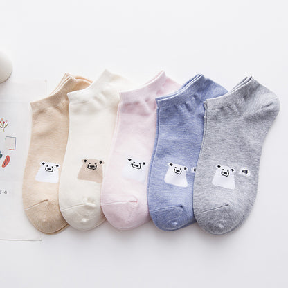 Cute pastel ankle socks with bear faces, trendy fashion from FashionRay on white background