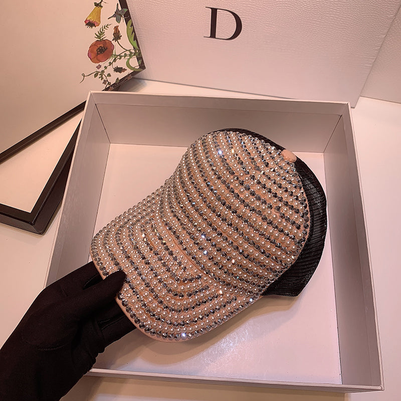 Rhinestone embellished baseball cap in gift box, FashionRay trendy accessory