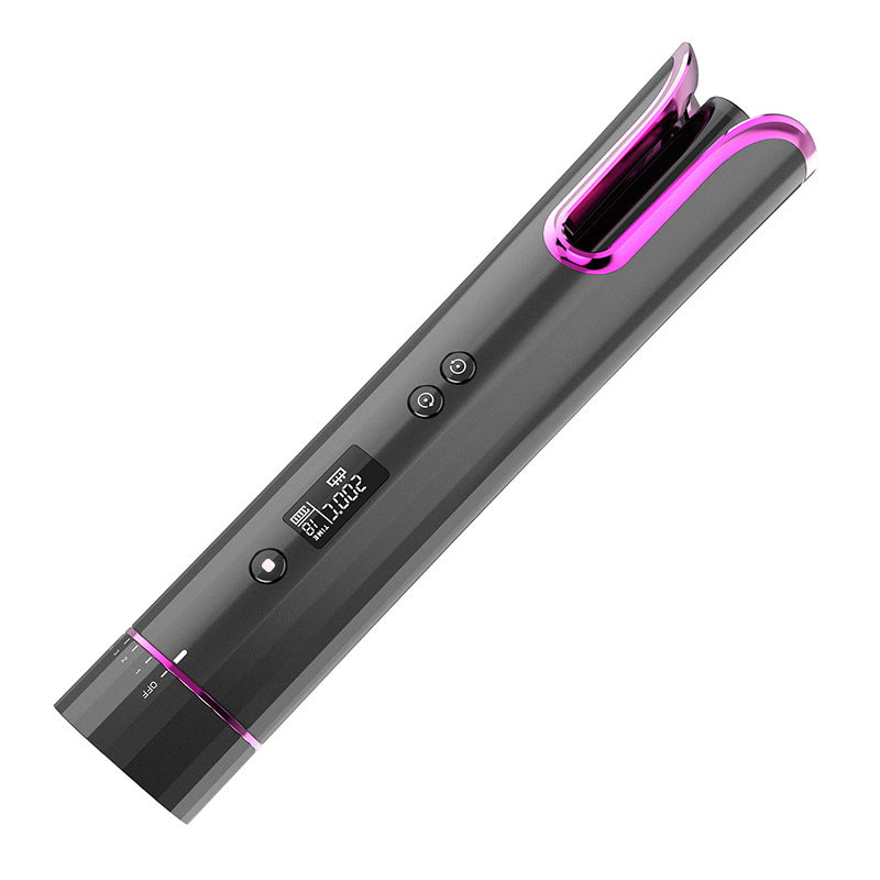 Sleek black and pink automatic hair curler with digital display, FashionRay beauty tool