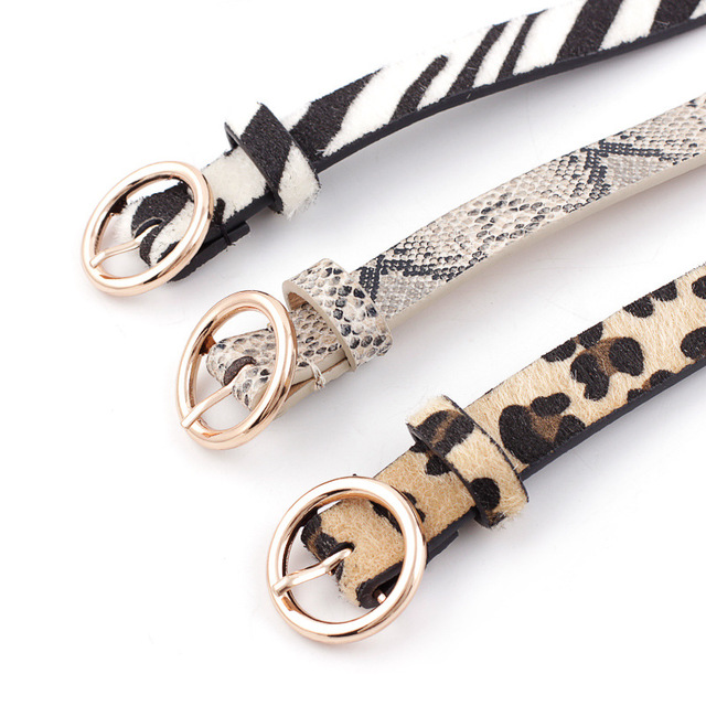 FashionRay animal print belts with gold buckles in zebra, snakeskin, and leopard patterns