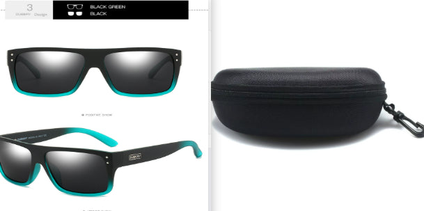 Black and green fashion sunglasses with case, trendy eyewear from FashionRay