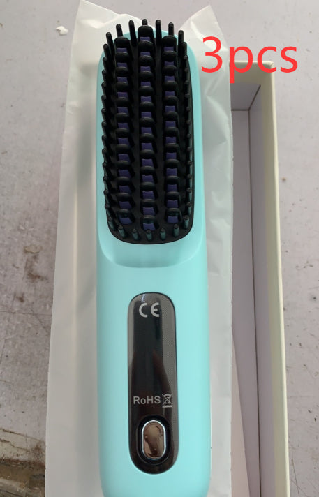 Mint green electric hair straightening brush in box, 3pcs, FashionRay beauty accessory