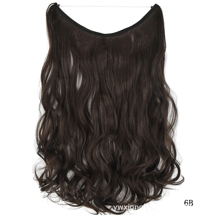 Wavy dark brown hair extension halo, affordable fashion accessory from FashionRay