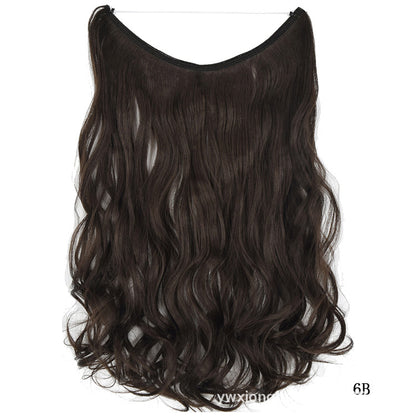 Wavy dark brown hair extension halo, affordable fashion accessory from FashionRay