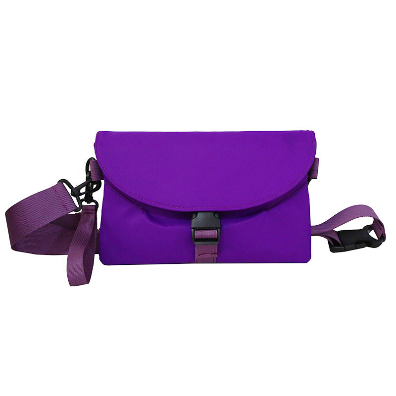FashionRay bold purple crossbody bag with adjustable strap and buckle closure