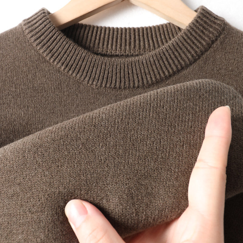 Close-up of a soft brown knit sweater on hanger, FashionRay cozy trendy fashion clothing