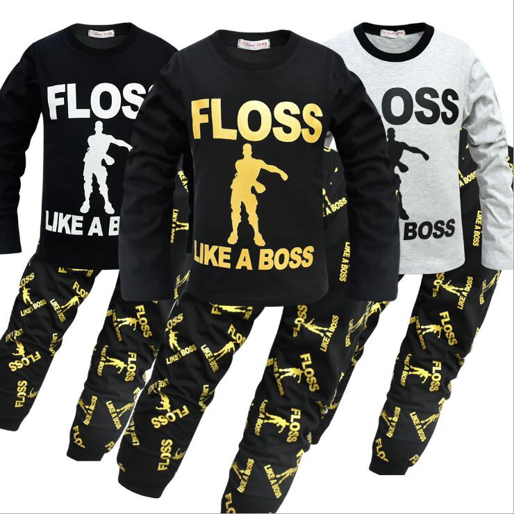 Kids' matching sets with 'FLOSS LIKE A BOSS' slogan, trendy dance graphic, FashionRay style