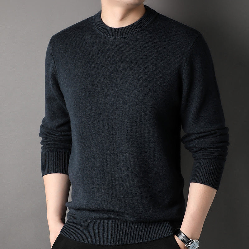 FashionRay men's black crew neck sweater, stylish and comfortable, long sleeves