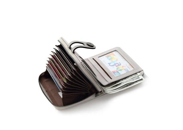 Brown zippered wallet with multiple card slots and cash, FashionRay accessories