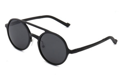 Round black sunglasses with dark lenses, modern eyewear from FashionRay