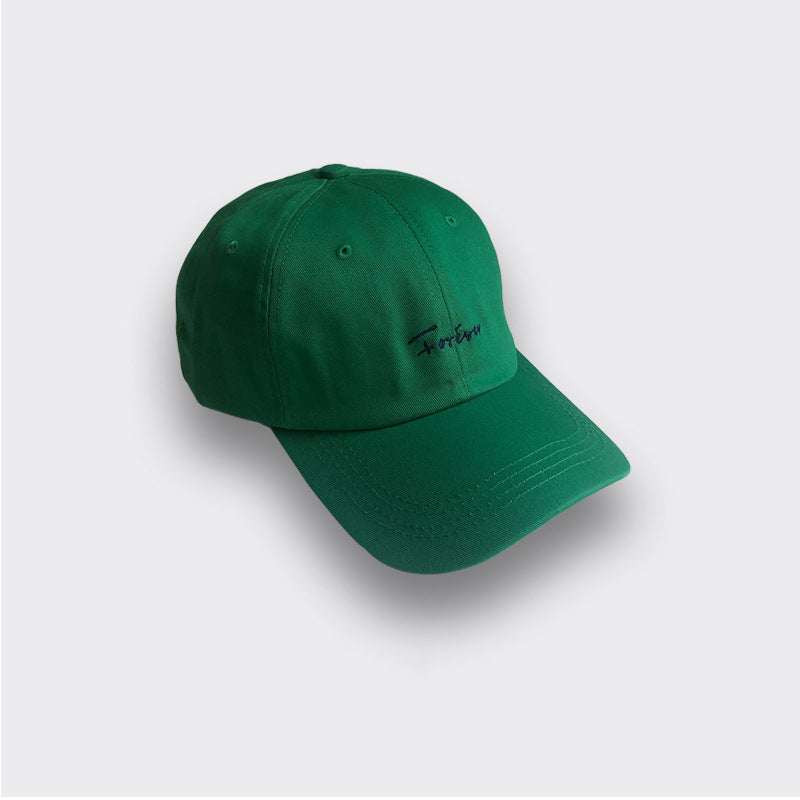 FashionRay green baseball cap with black embroidery on front, minimalist style hat