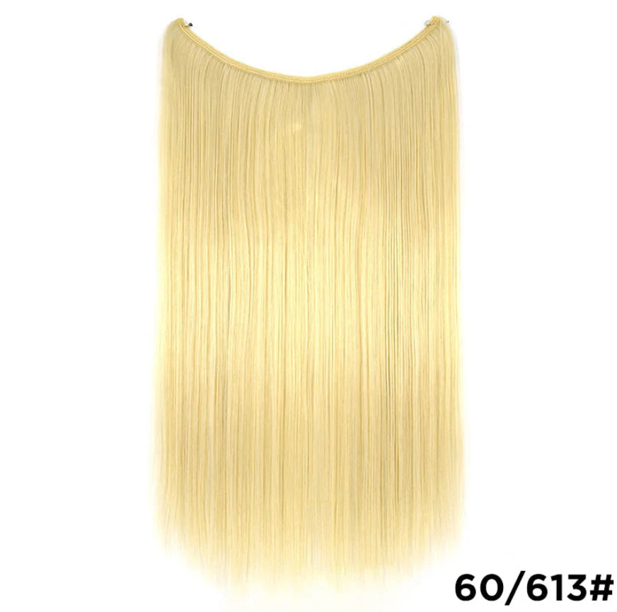 Straight blonde hair extension in color 60/613#, seamless clip-in piece by FashionRay