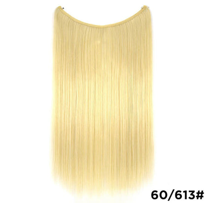 Straight blonde hair extension in color 60/613#, seamless clip-in piece by FashionRay