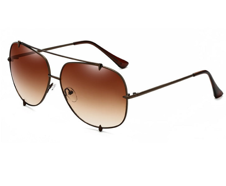 FashionRay oversized aviator sunglasses with brown gradient lenses on white background
