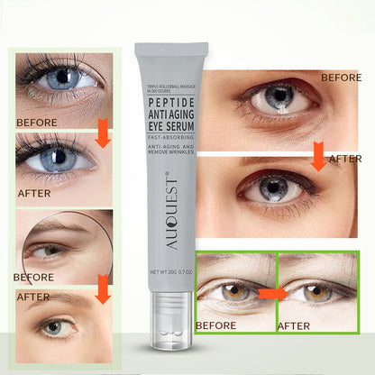 Peptide anti-aging eye serum before and after results, wrinkle reduction, FashionRay skincare