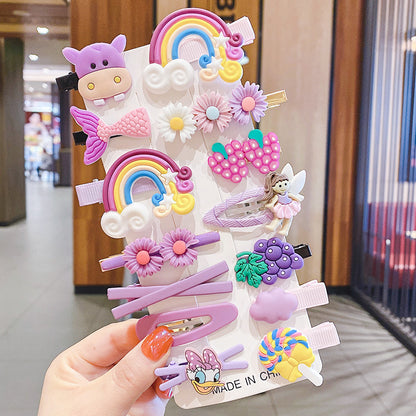 Colorful cute hair clips with rainbows, animals, flowers, and cartoon designs from FashionRay