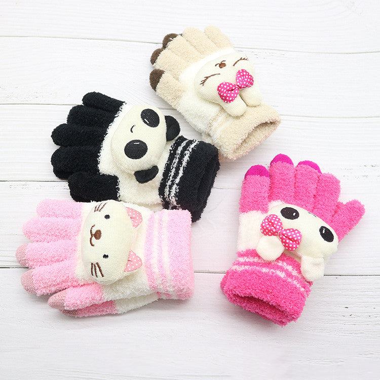 Cute animal-themed winter gloves for kids in panda, cat, and bear designs, FashionRay