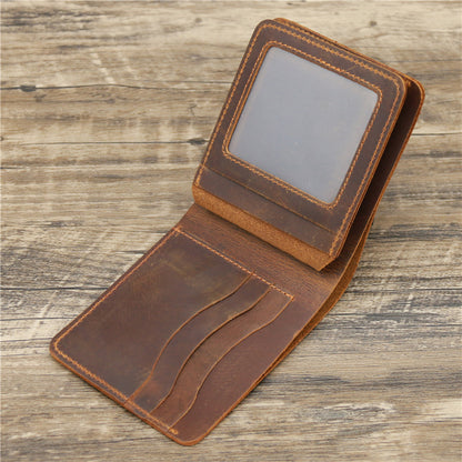 Vintage brown leather wallet with card slots on rustic wood, FashionRay trendy accessory