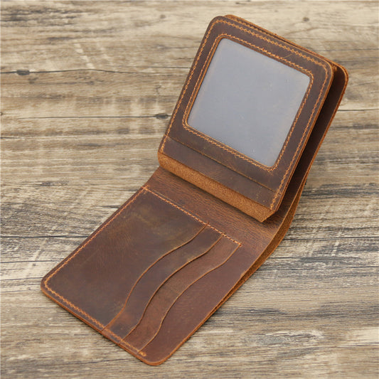 Vintage brown leather wallet with card slots on rustic wood, FashionRay trendy accessory