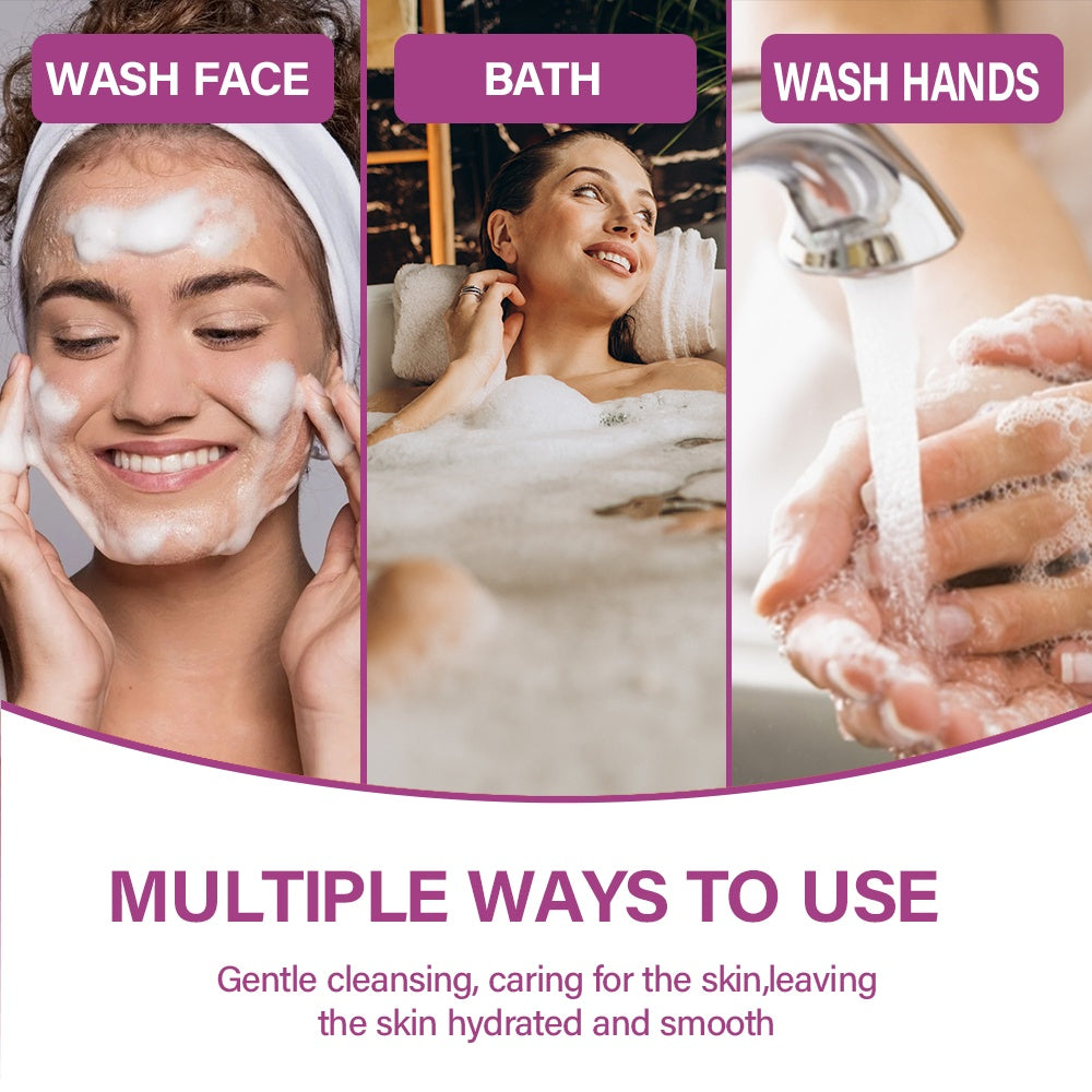 Collage showing face wash, relaxing bath, and hand washing for gentle skin care at FashionRay