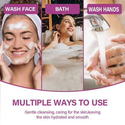 Collage showing face wash, relaxing bath, and hand washing for gentle skin care at FashionRay